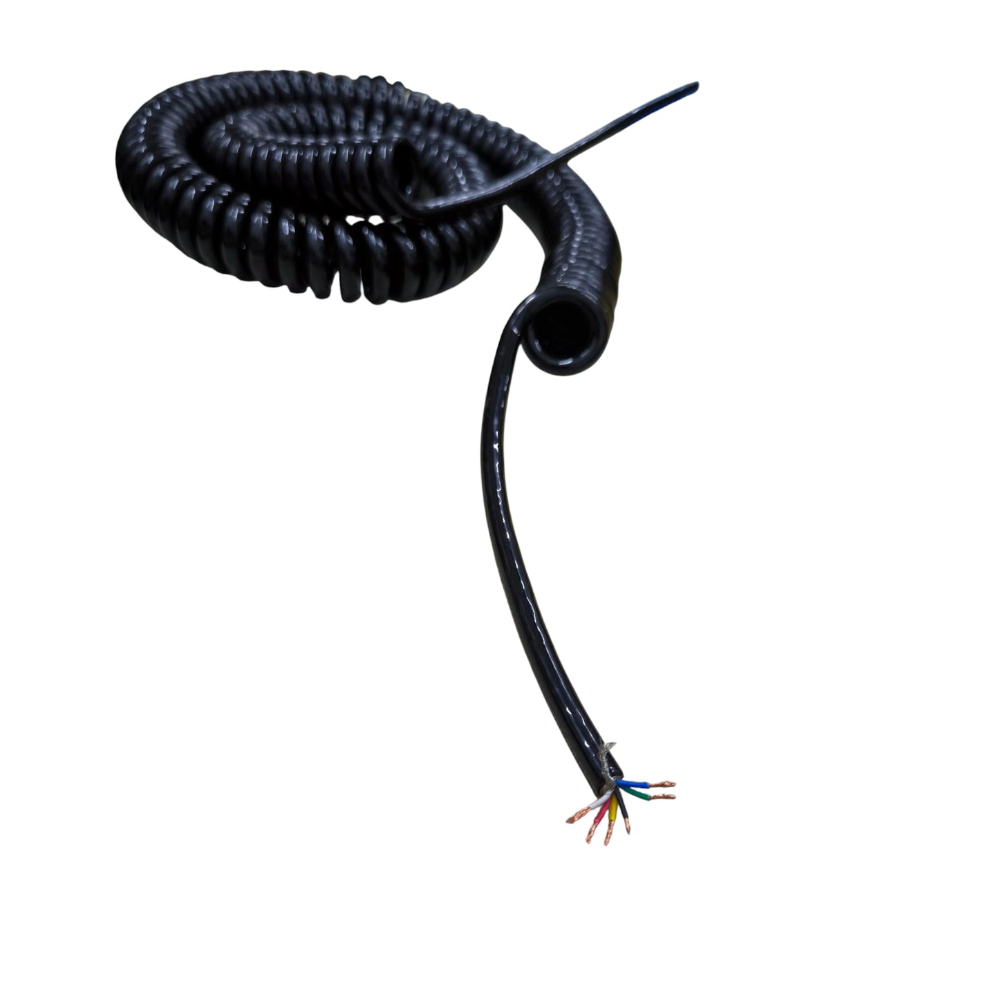 Grippes Coiled Wire 6 Core 0.6mm x 0.30mm AWG 22 Shielded, Spiral Wire Spring Wire (5 Meters Un-Coiled)