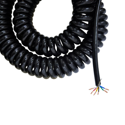 Grippes Coiled Wire 6 Core 0.6mm x 0.30mm AWG 22 Shielded, Spiral Wire Spring Wire (5 Meters Un-Coiled)