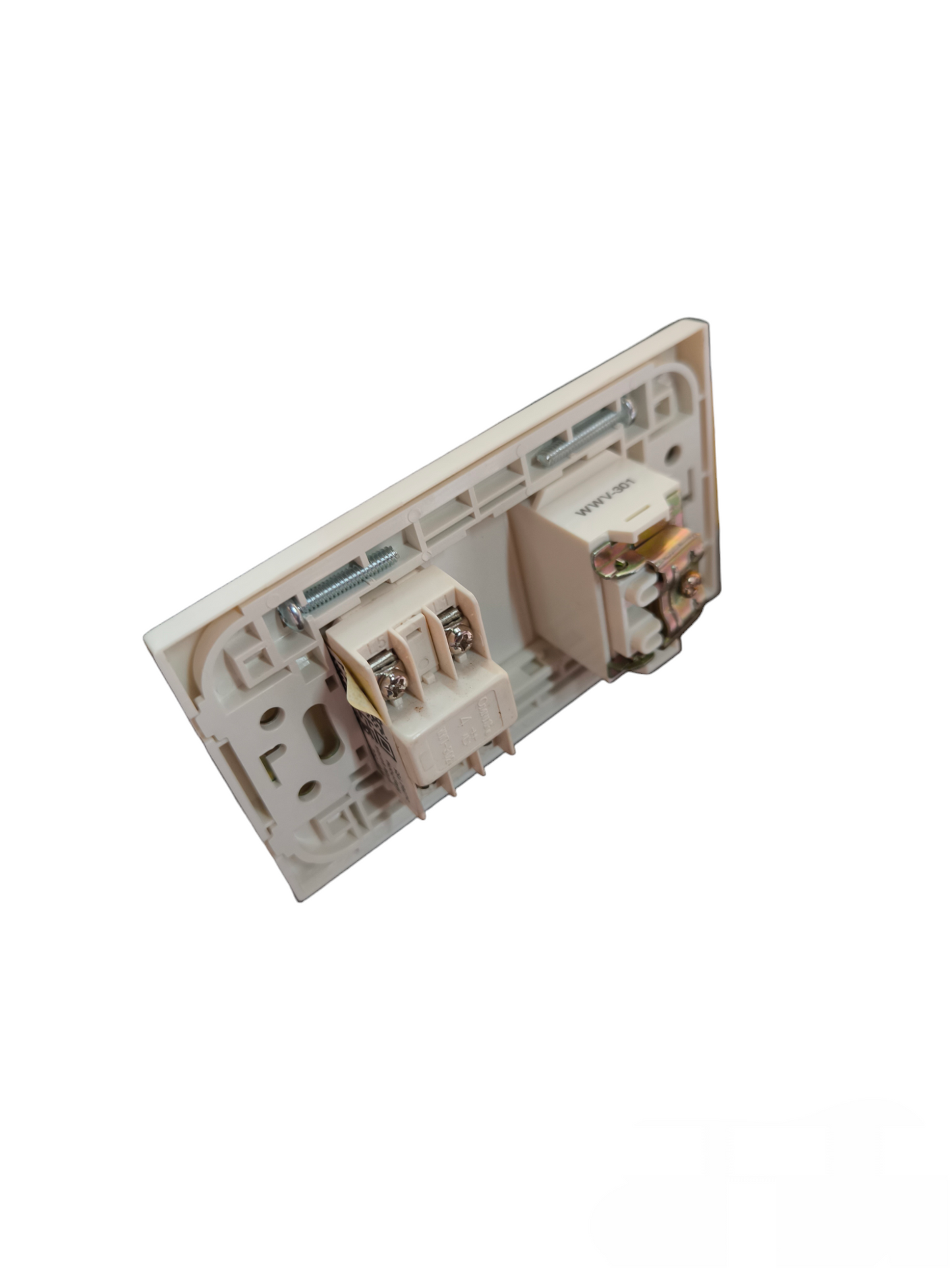 Omni 2 Gang Telephone and TV Outlet with Plate Cover WWP-112+WWT-302+WWV-301