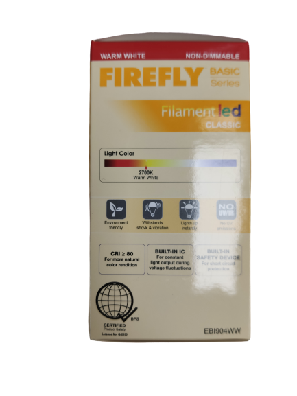Firefly LED Filament Bulb Warm White 4W E27 220V, 4W LED Bulb A60