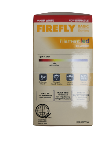 Firefly LED Filament Bulb Warm White 4W E27 220V, 4W LED Bulb A60