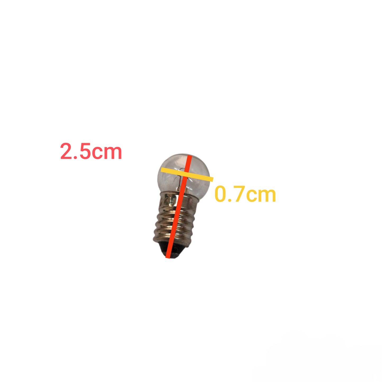 Small light bulb with measurements on a white background 1W Flash Light Bulb 7.2V E10 Indicator Bulb Electx Electrical Supply 2