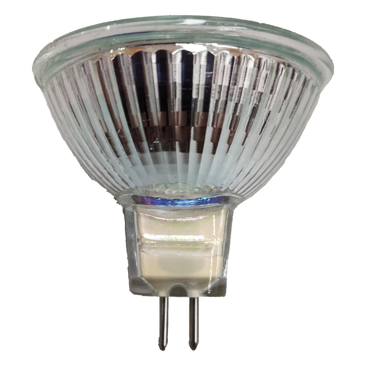 MR16 halogen light bulb on a white background
