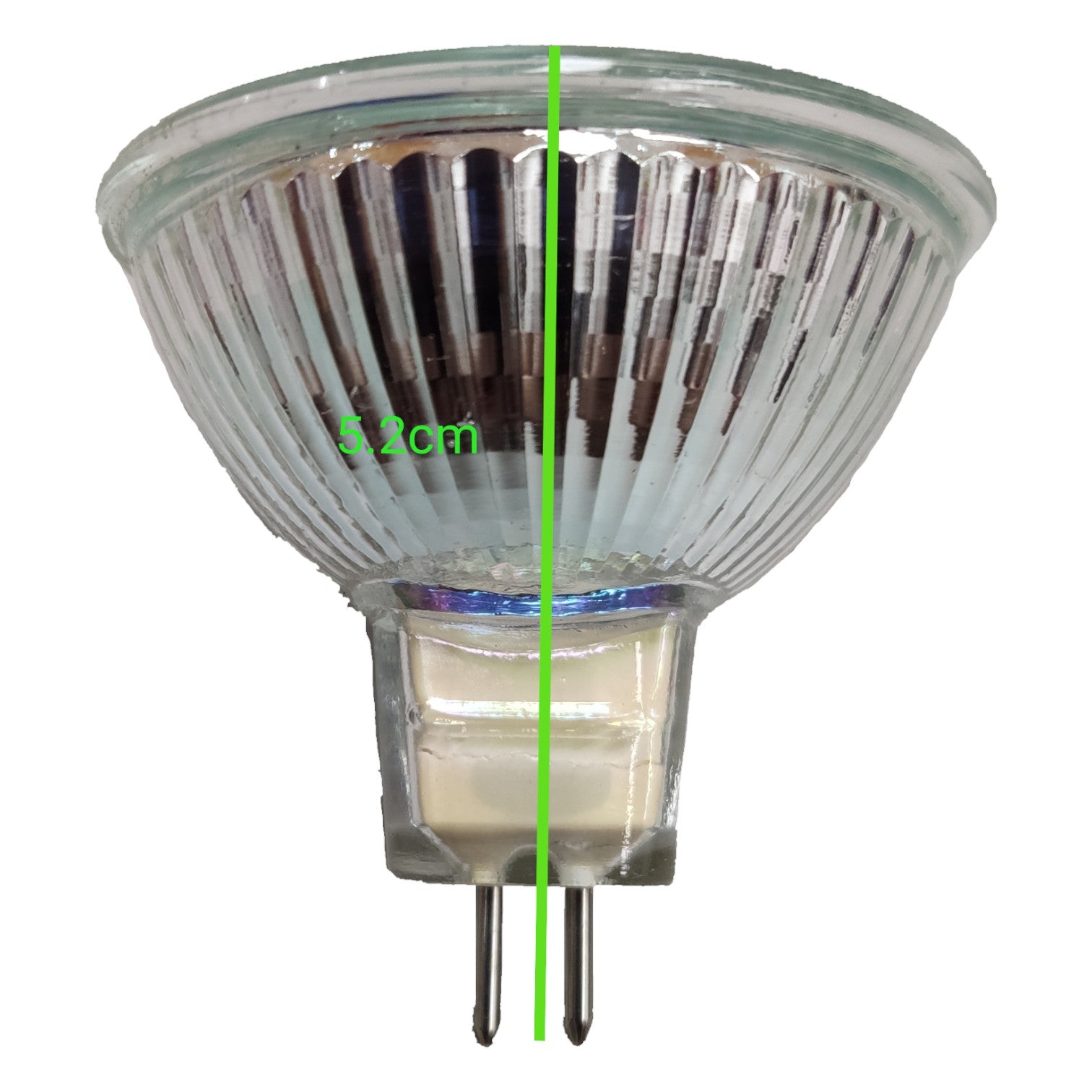 MR16 halogen light bulb on a white background