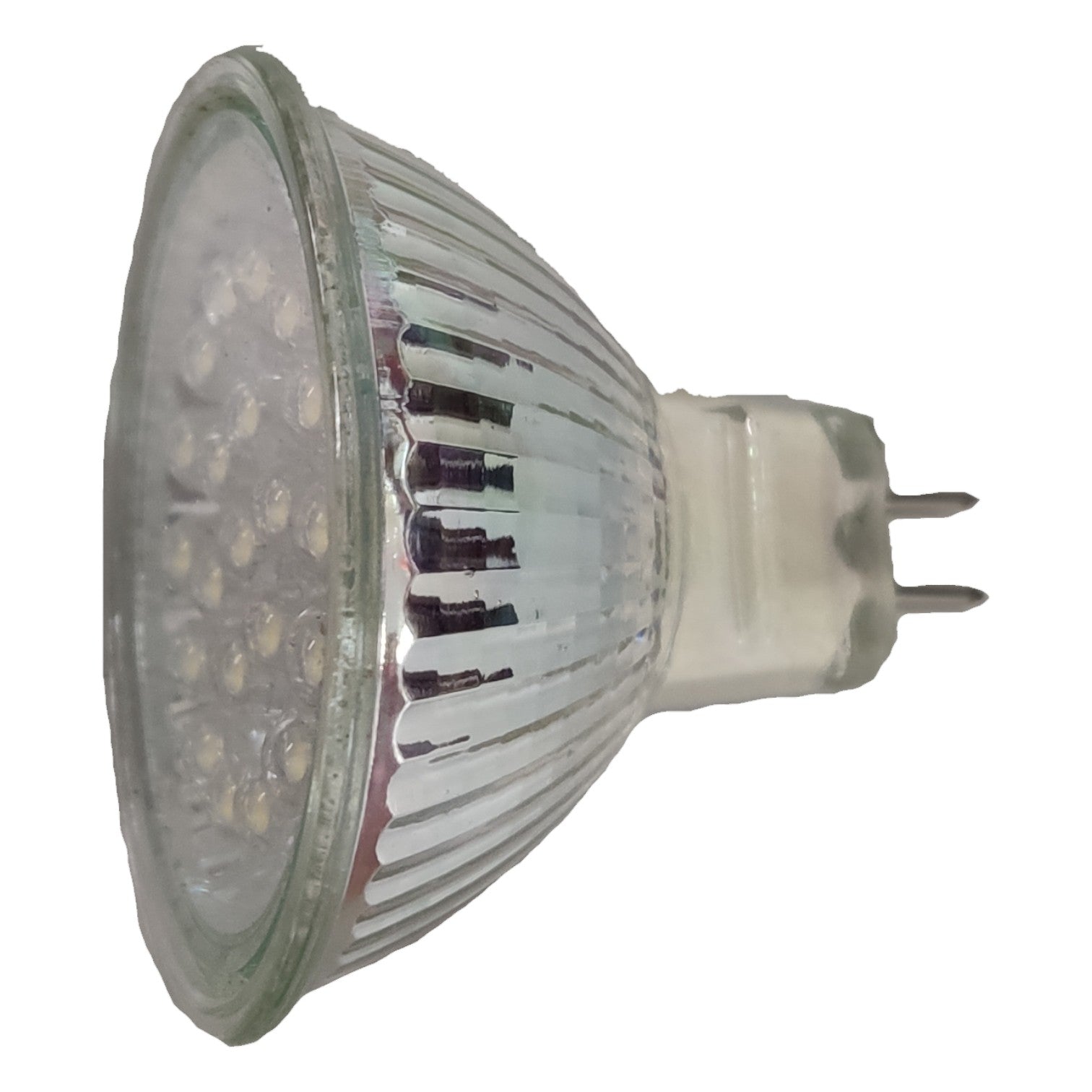 MR16 LED light bulb on a white background