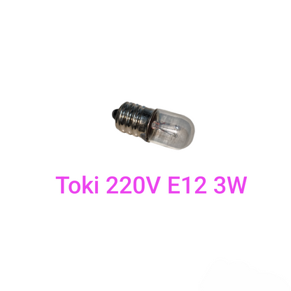 Small light bulb with technical  specifications on a white background 1W Pilot Lamp E12 3cm x 1.2cm, Indicator Bulb, Machine Bulb Available in Different Voltage Electx Electrical SUpply