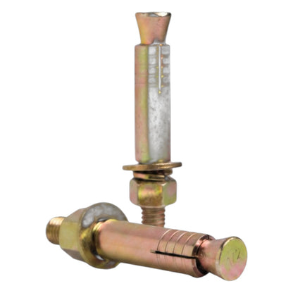 Two metal bolts with threaded ends on a white background