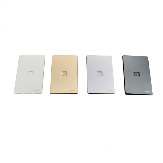 Grazen 1 Gang LAN Outlet with Plate Cover CAT5e Data Outlet Available in Black, White, Grey and  White GW-017
