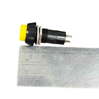 1A Monetary Switch 220V - Yellow Push Button Switch with Metal Mounting for Electrical Projects