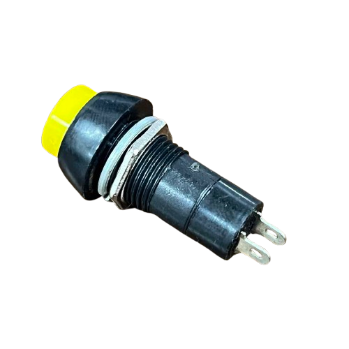 1A Monetary Switch 220V - Yellow Push Button with Black Base for Electrical Applications