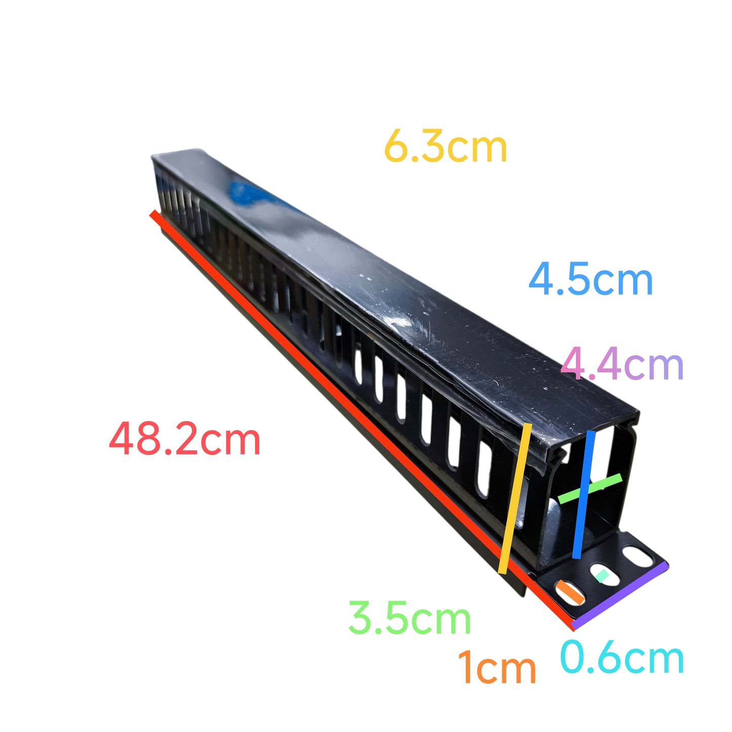 1U cable duct for data cabinet 19 Inches in black, designed for effective cable management