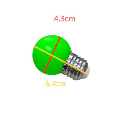 1W Denko LED bulb 220V Green E27 with a sleek design and dimensions of 4.3cm x 6.7cm