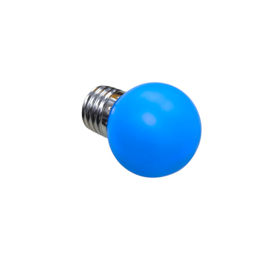 1W Denko LED bulb Blue E27 220V with a smooth round design for vibrant lighting