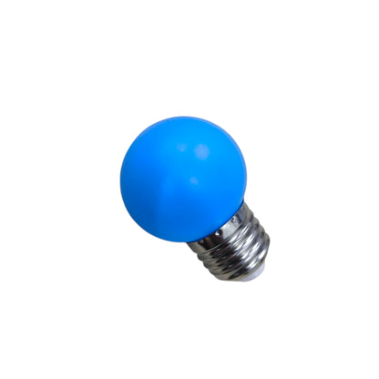 1W Denko LED bulb Blue E27 220V with a round blue shade and standard screw base