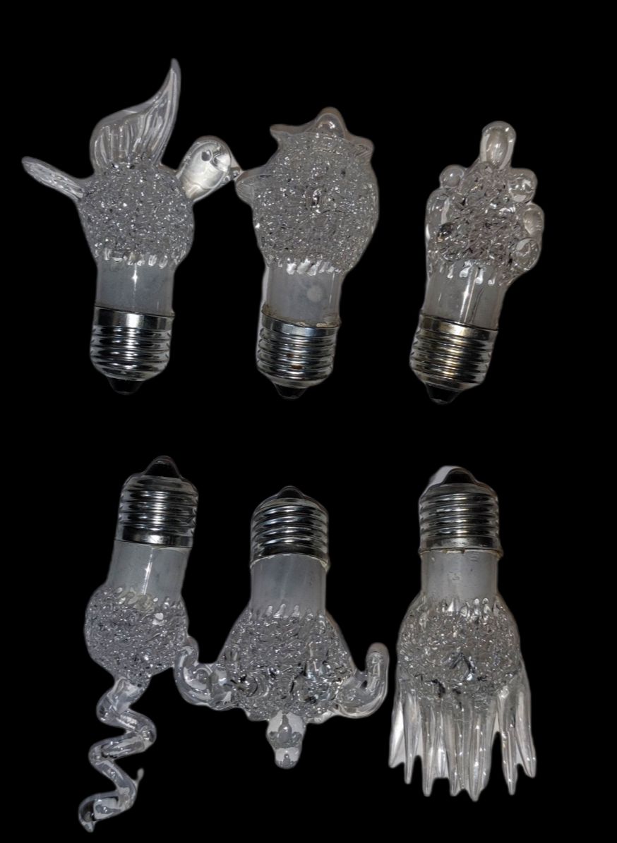 Set of unique decorative 1W multi-color flashing LED light E27 220V in various shapes including birds and hands