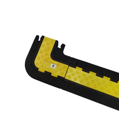 BFT 2 channel cable ramp protector with yellow and black design for effective cable management