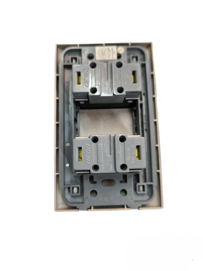 Royu 2 Gang Universal Outlet 10A 250V power point switch socket component in gray and white