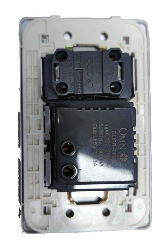 Omni 2 gang USB outlet with universal socket for convenient charging options and compatibility