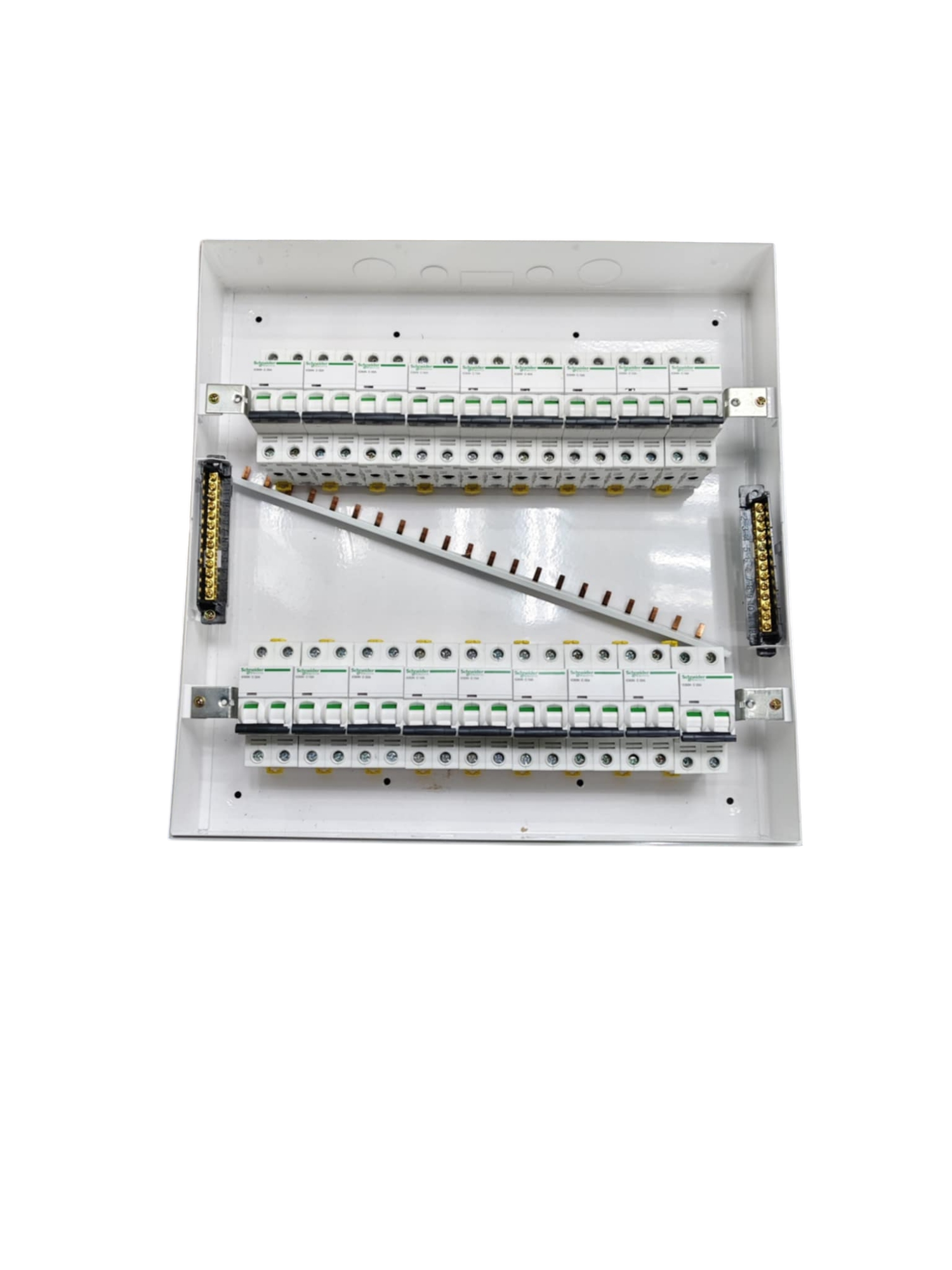 Schneider & ZY 2 pole 17 branch MCB panel featuring multiple circuit breaker slots for efficient wiring