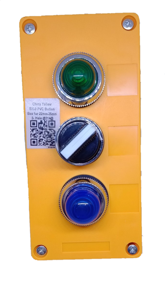 Auspicious 2 position selector switch with pilot lamp mounted on yellow panel for power control