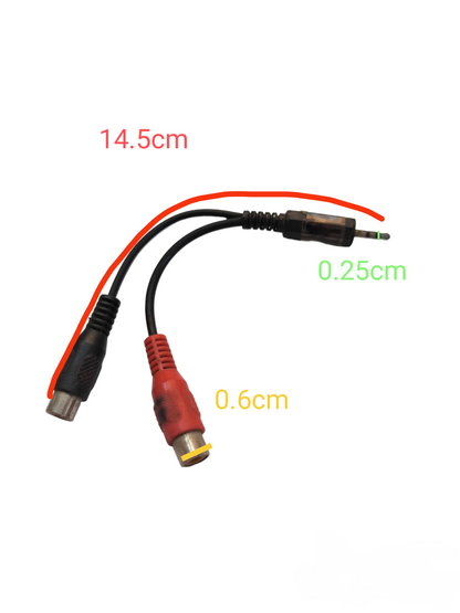 2.5mm plug to dual RCA connector adapter cable for microphone accessories with black and red connectors