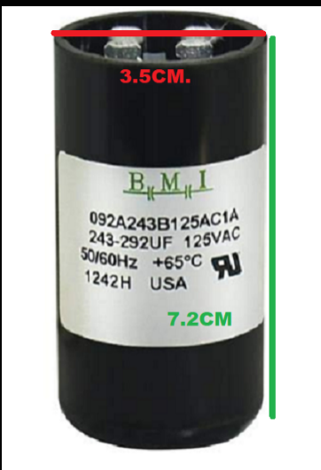 Capacitor, Motor Start Capacitor 243-292UF 110-125V, (BMI)