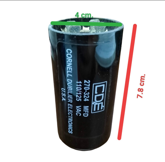 Motor Starting Capacitor, CDE 270-324MFD 110-125V