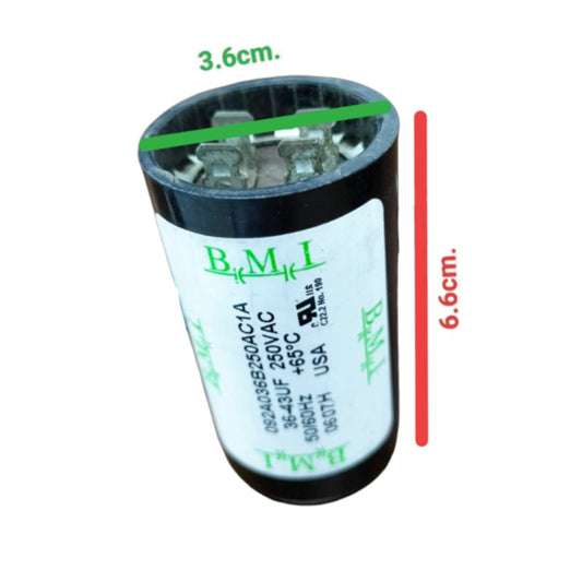 BMI Starting Capacitor Brand 36-43UF 250V AC, Capacitor 36-43MFD 250V