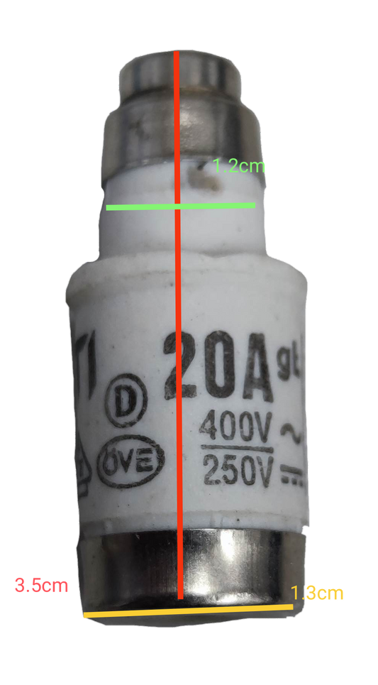 20A ceramic fuse 400V electrical component with white ceramic body and metal end caps