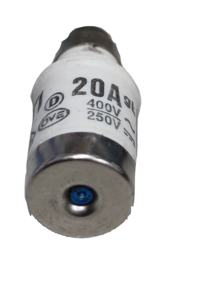 Close-up of a 20A ceramic fuse 400V electrical component for circuitry and parts