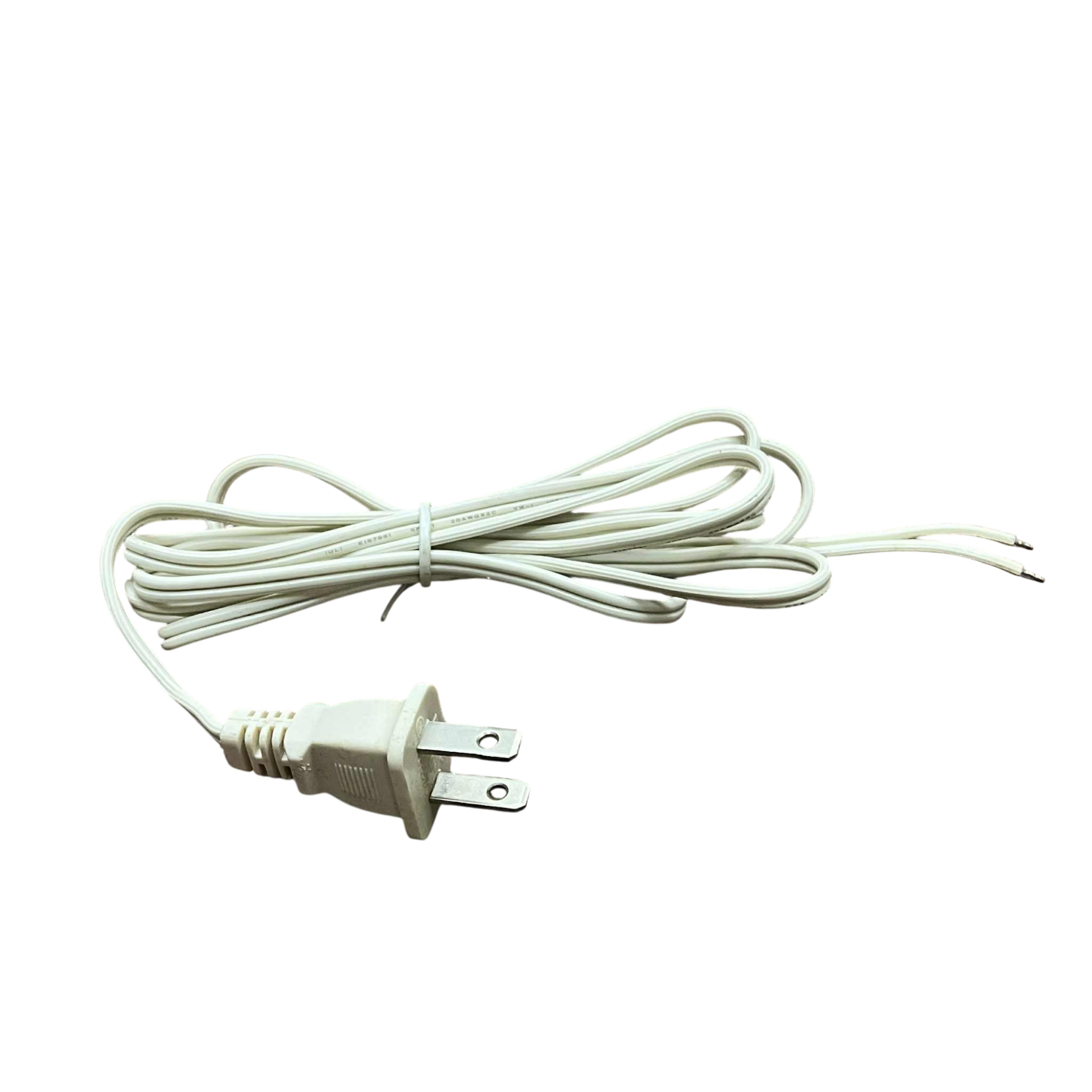 20AWG two core AC power cord in white, ideal for appliances and electrical projects