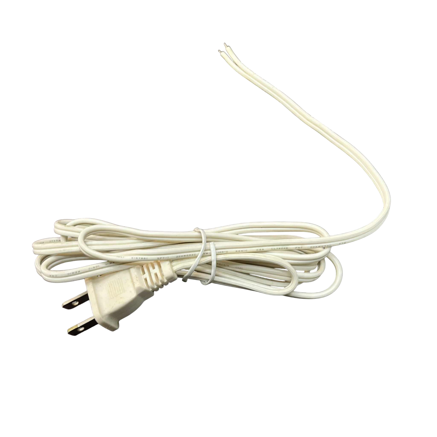 20AWG two core AC power cord in white for reliable electrical connections and appliances