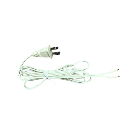 20AWG two core AC power cord with white insulation and plug for electrical connections