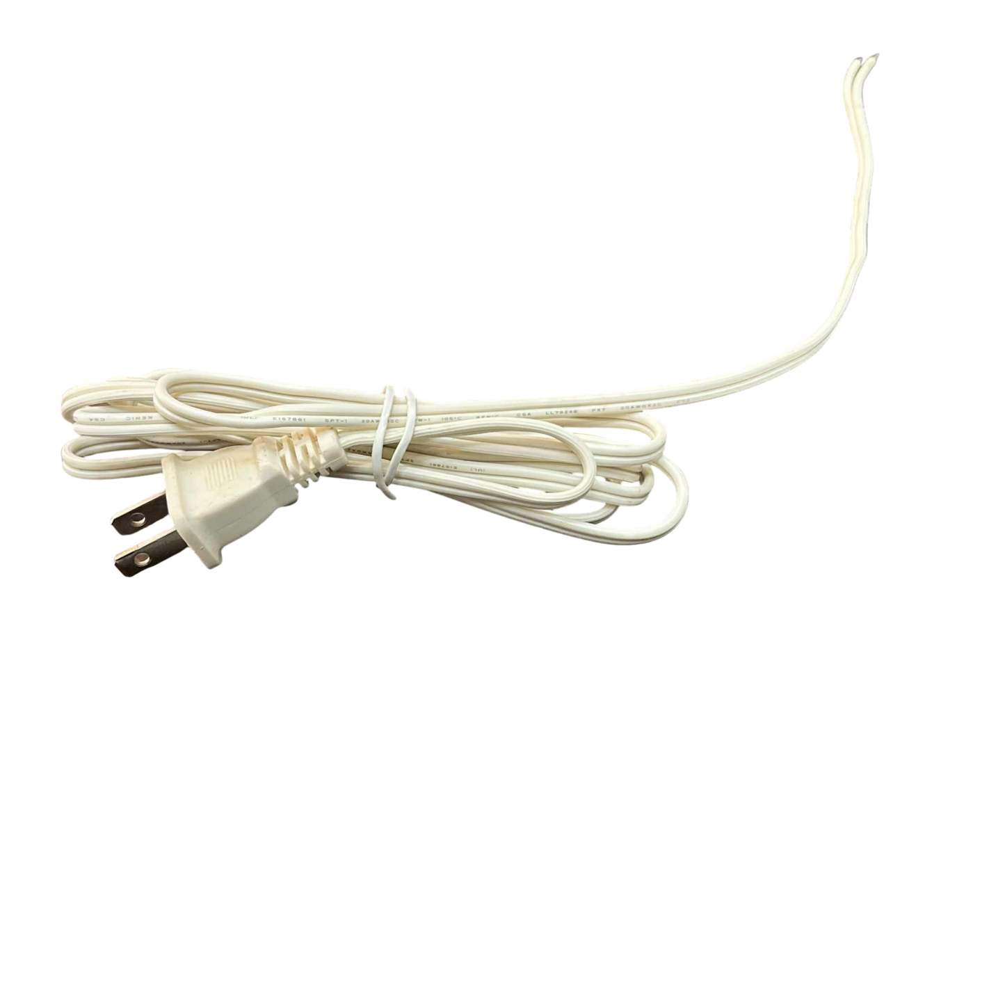 20AWG two core AC power cord in white, ideal for electrical appliances