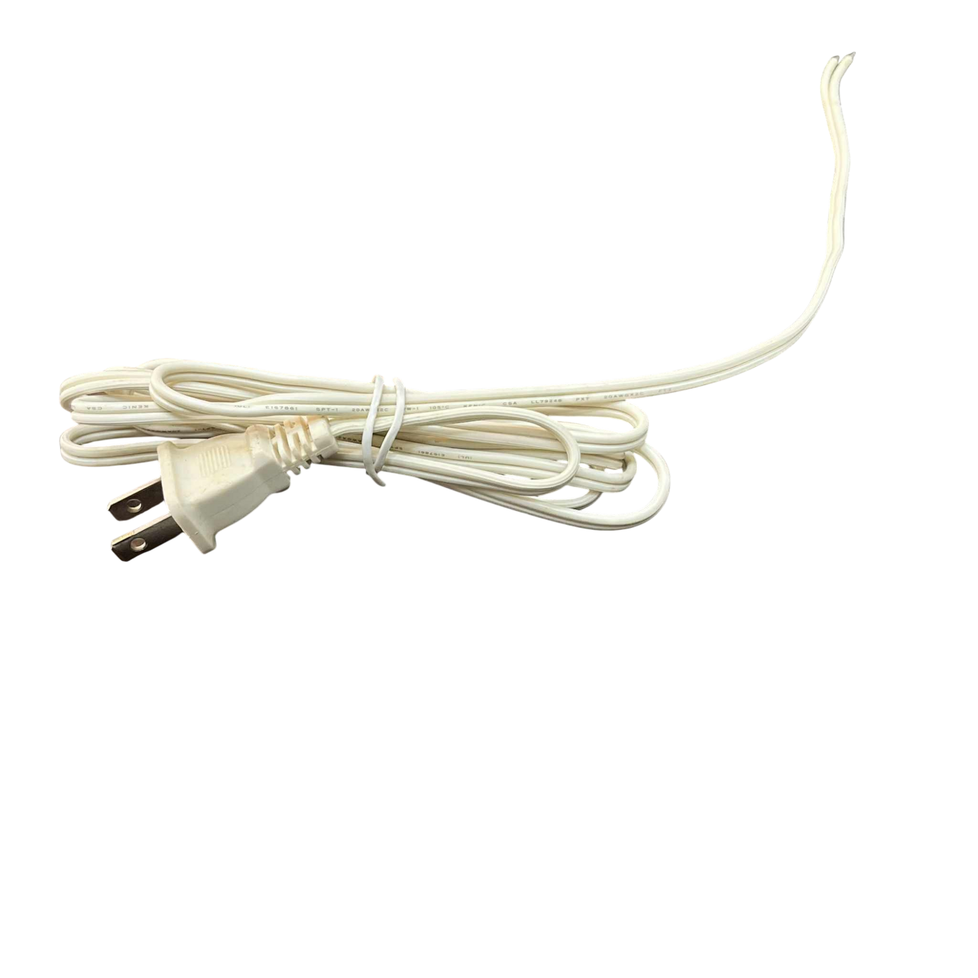 20AWG two core AC power cord in white, ideal for electrical appliances