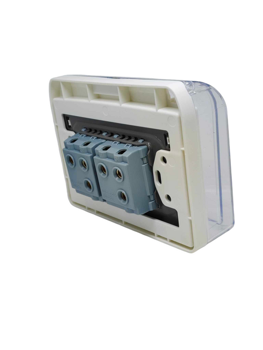 Grazen Weatherproof Plate Cover with 2 Gang 3 Way Switch 16A 220V WC-019-W+GW-004