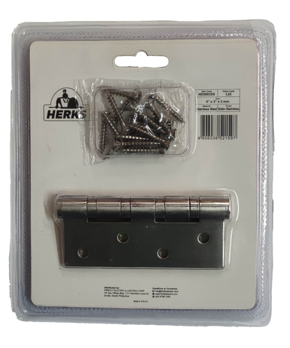 Door Hinges 4" x 3" x 3mm Ball Bearing Stainless Metal Satin Stainless Finish HD5003SS ( Herks)