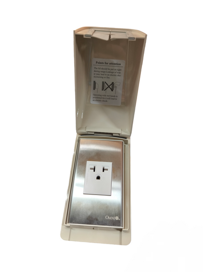 Omni Weatherproof Aircon Tandem Outlet 20A 250V with Stainless Plate Cover WPP-601+WWP-111S+WWA-401