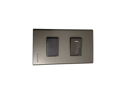 Panasonic 2 Gang Combination Switch,3 Way Switch and 1 Way Switch 16A 250V with Plate Cover Metallic Gray WEG6802MH-1/WEG5002HK-5/WEG5001HK-5