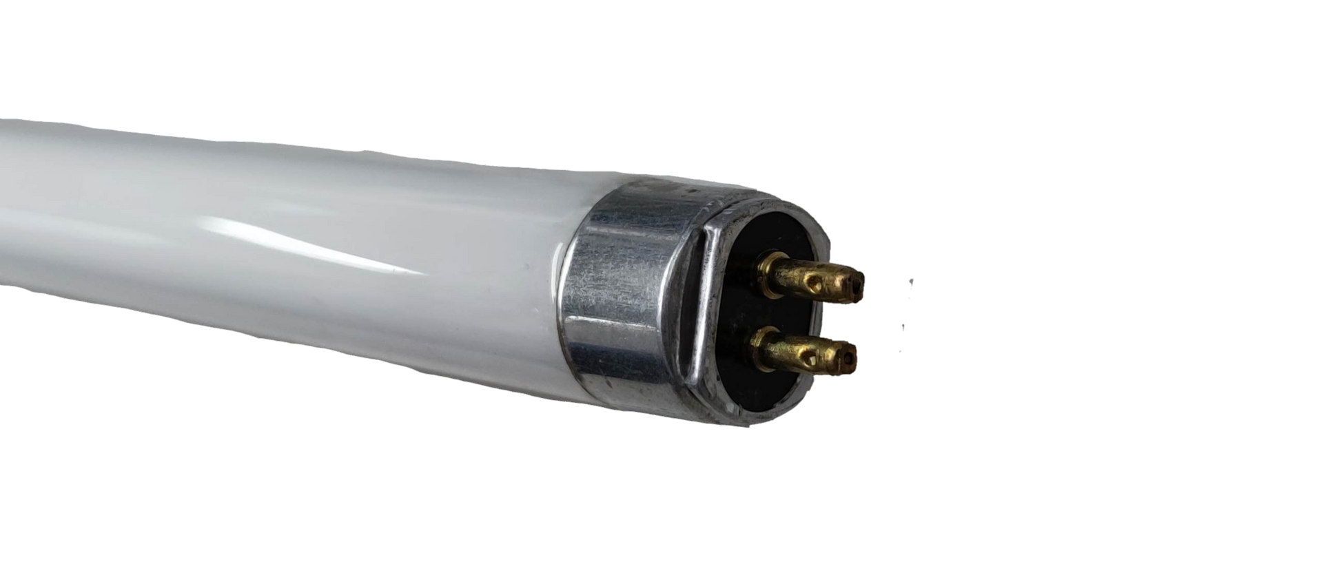 Electx Electrical Supply 21W T5 fluorescent fixture set tube with metal pins on black background