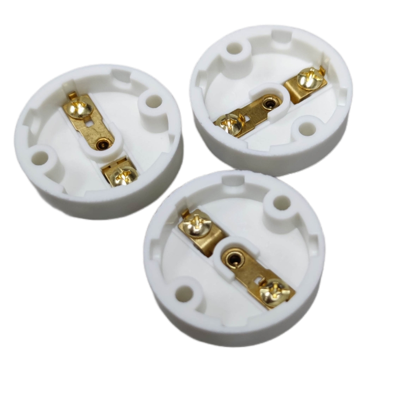 Three Omni 220V E12 sockets for candle bulbs with gold connectors for easy installation