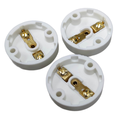 Three Omni 220V E12 sockets for candle bulbs with gold connectors for easy installation