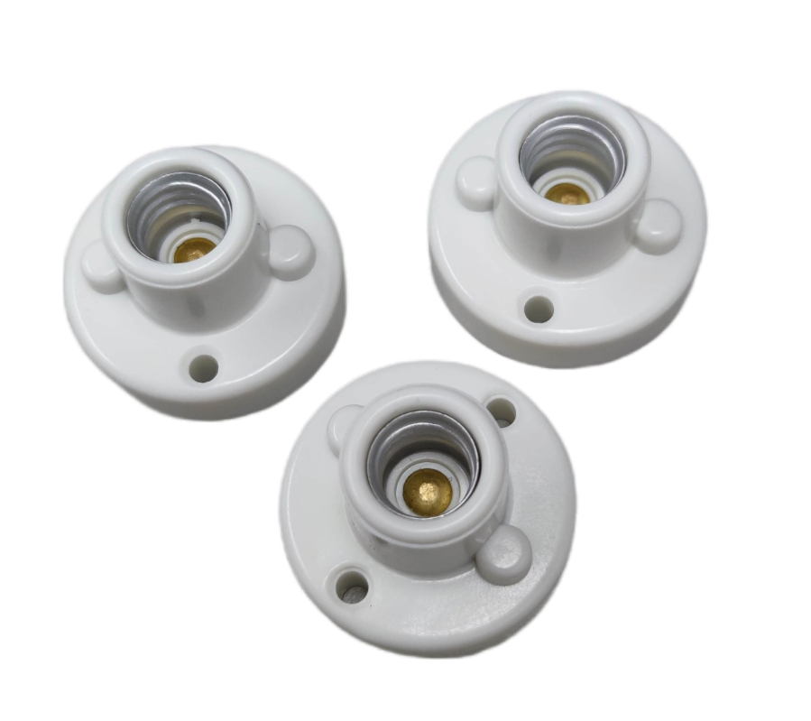 Three Omni 220V E12 socket for candle bulbs in white for easy lighting installations