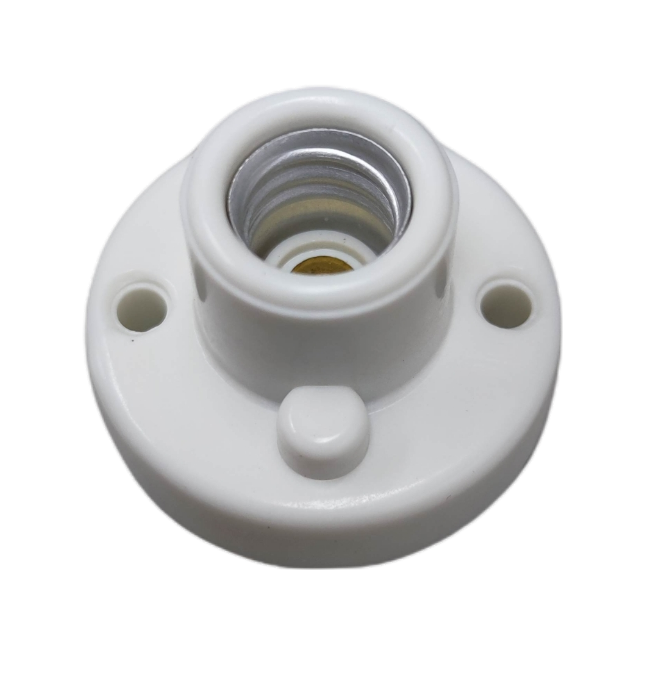 Omni 220V E12 socket for candle bulbs in white with mounting holes for easy installation