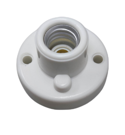 Omni 220V E12 socket for candle bulbs in white with mounting holes for easy installation