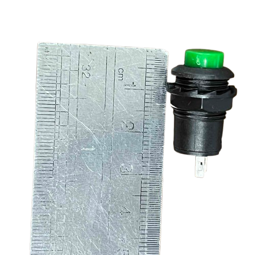 220V Green Push Lock Normally Open Switch with Black Housing and Measurement Scale