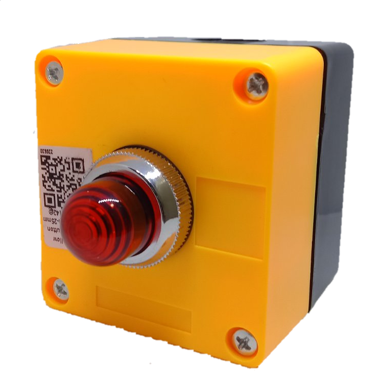 Auspicious 220V red pilot lamp with enclosure in yellow casing for power points switches and plugs