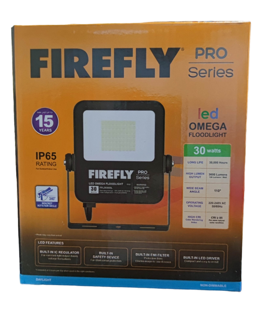 Firefly 30W LED Floodlight 220V Daylight 6500K FFL3030DL Omega Series Flood light