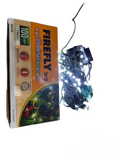 Firefly LED Christmas Light 100 LED Bulbs String Light Green Wire Steady White 6500K 7 Meters 7W 220V Indoor Only FXL1110020WH
