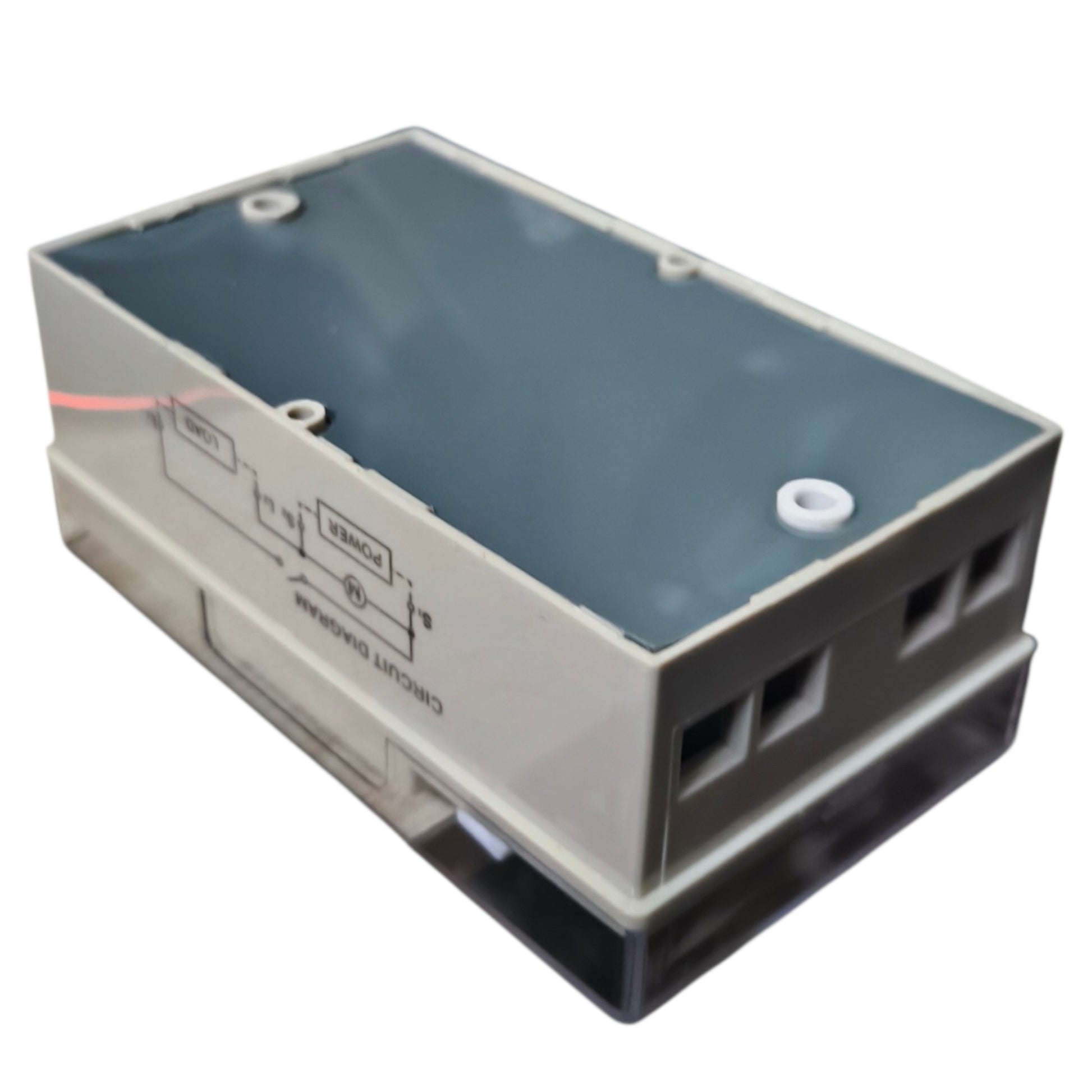 Electronic device with a clear cover on a white background